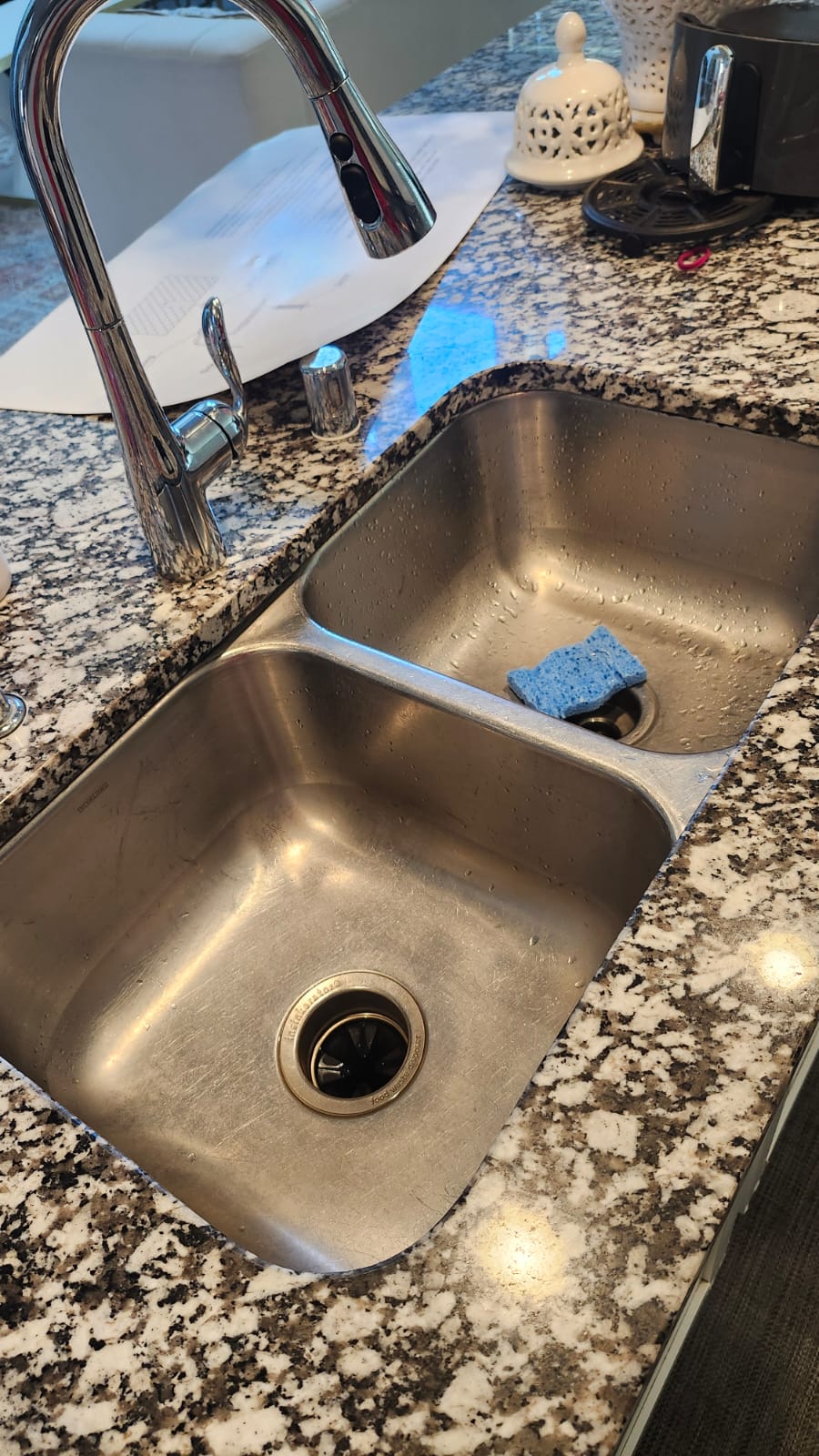 Before - old stainless steel sink